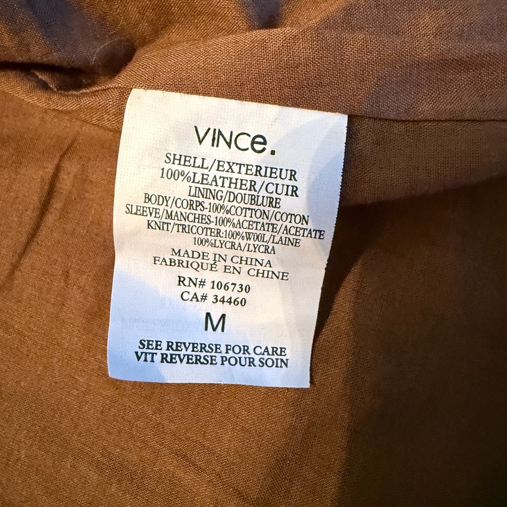 Vince Brown Leather Jacket - Picture 4 of 5